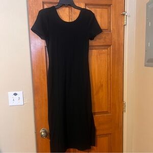 Black ribbed midi body con dress